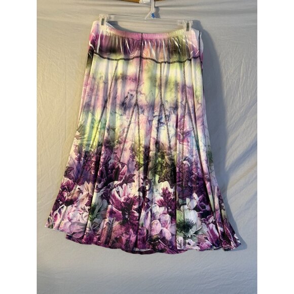One World Womens Bohemian Boho Skirt Purple Full Maxi Plus Size 1X Floral 18/20 - Picture 1 of 4